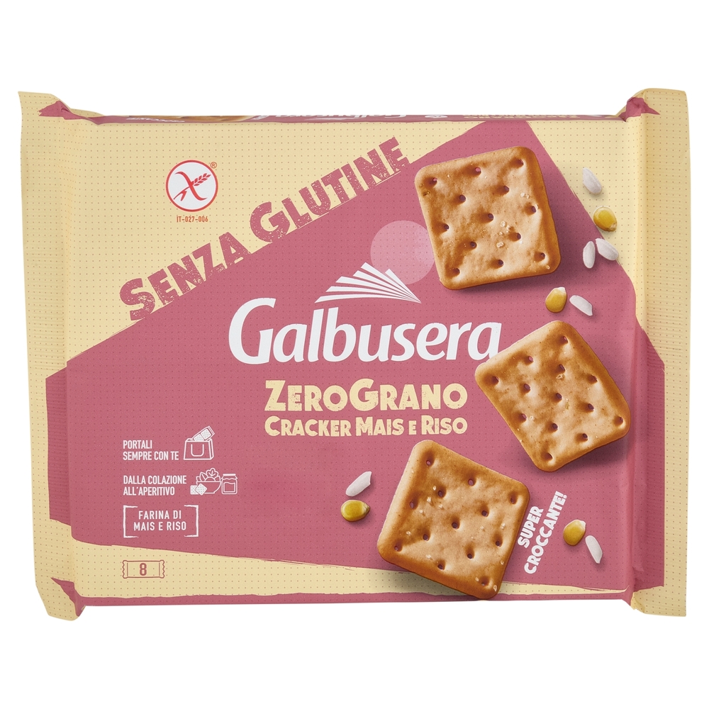 Galbusera ZeroGrano Senza Glutine Cracker con Mais e Riso 8 x 40 g