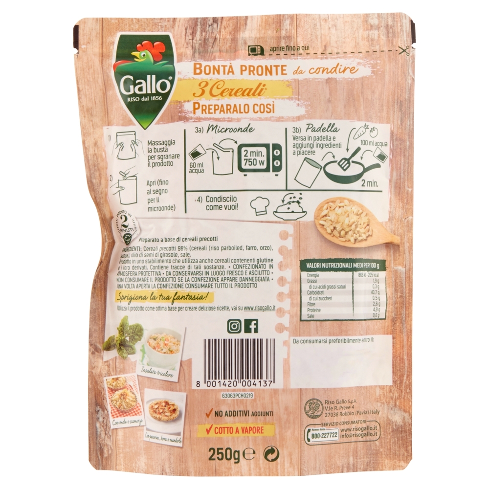 Gallo Bontà Pronte da condire 3 Cereali 250 g