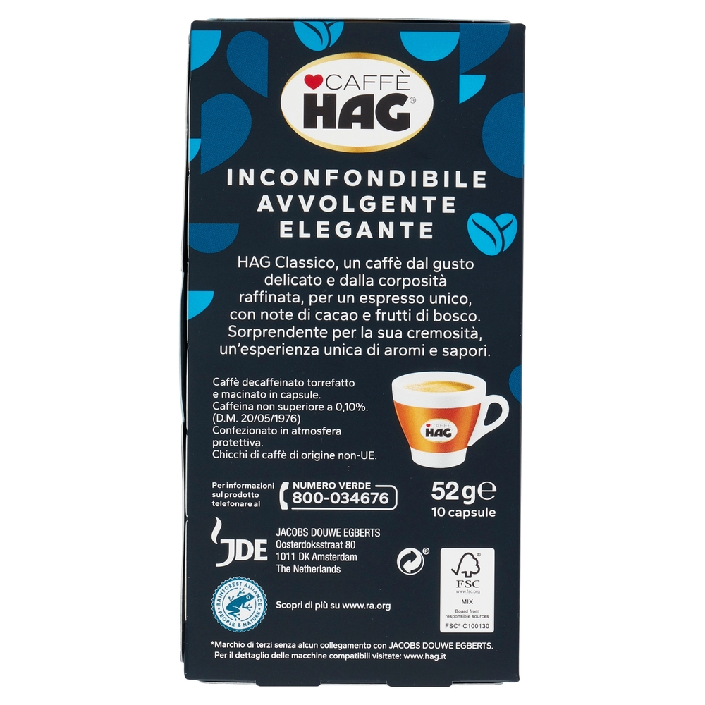 Caffè HAG Classico Decaffeinato 6 10 Capsule Compatibili con Macchine Nespresso* 52 g