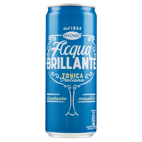 RECOARO ACQUA BRILLANTE Bibita Gassata, Acqua Tonica 33cl, Lattina