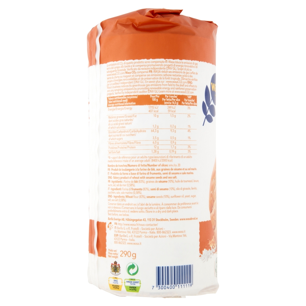 Wasa Runda Sesam & Seasalt Cracker con Semi di Sesamo 290g