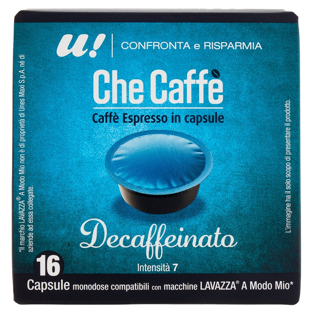 16 Capsule Che Caffè Decaffeinato Lavazza A Modo Mio U! Confronta e Risparmia