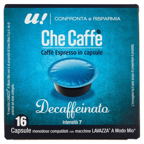 16 Capsule Che Caffè Decaffeinato Lavazza A Modo Mio U! Confronta e Risparmia