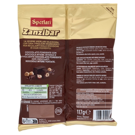 Sperlari Zanzibar Cioccolato Fondente con Nocciole Intere 117 g