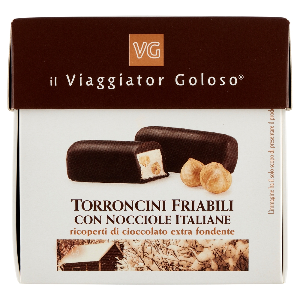 Torroncini Friabili con Nocciole Italiane Ricoperti di Cioccolato Extra Fondente Il Viaggiator Golos