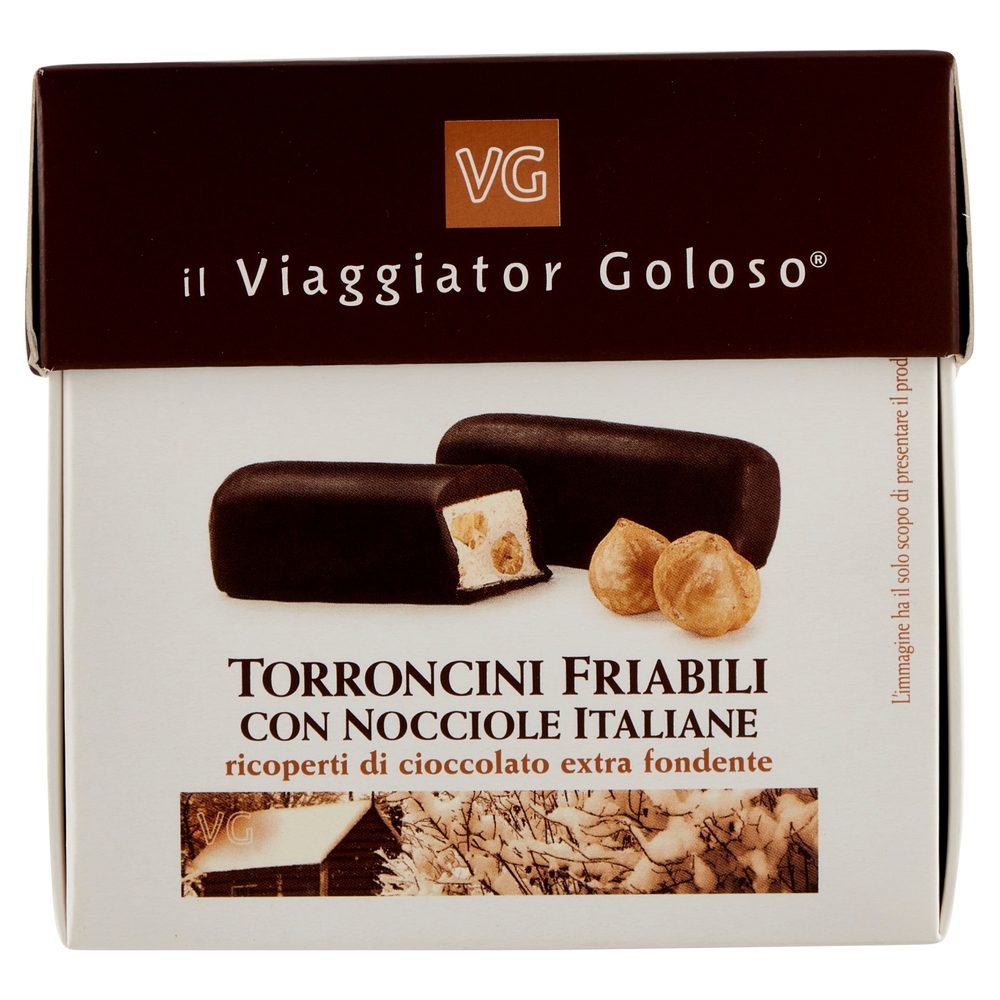 Torroncini Friabili con Nocciole Italiane Ricoperti di Cioccolato Extra Fondente Il Viaggiator Golos