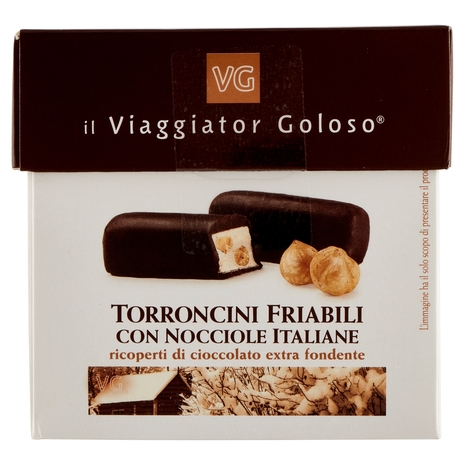 Torroncini Friabili con Nocciole Italiane Ricoperti di Cioccolato Extra Fondente Il Viaggiator Golos