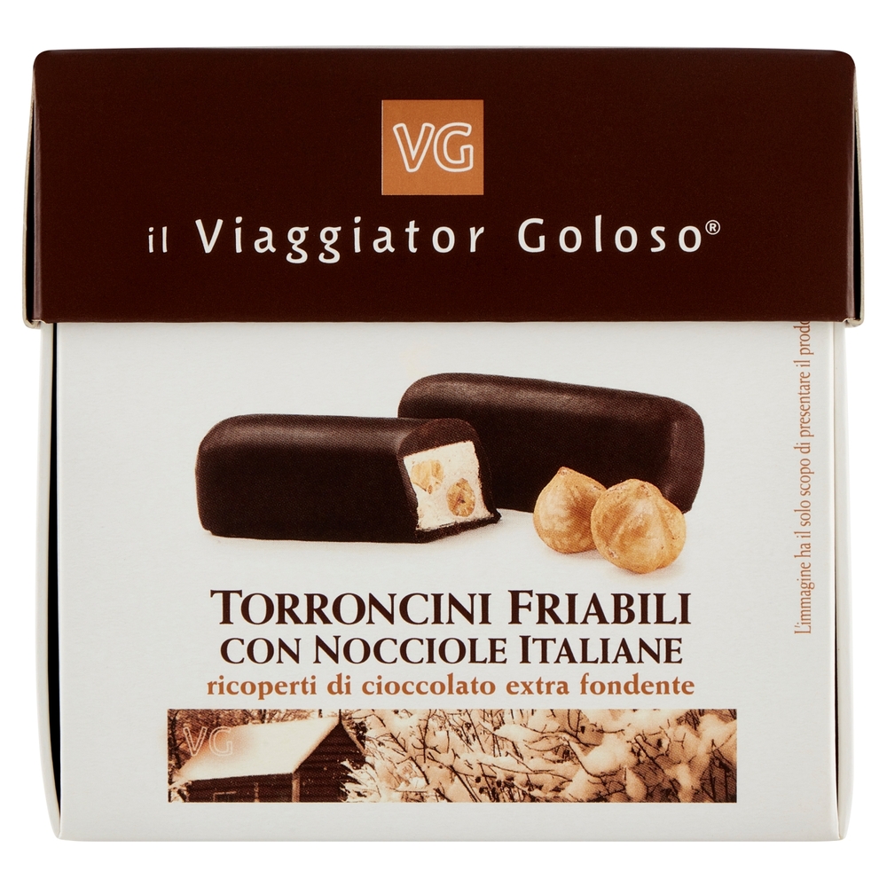 Torroncini Friabili con Nocciole Italiane Ricoperti di Cioccolato Extra Fondente Il Viaggiator Golos