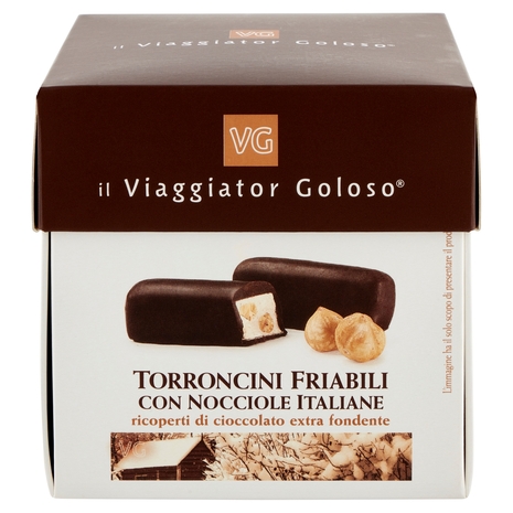 Torroncini Friabili con Nocciole Italiane Ricoperti di Cioccolato Extra Fondente Il Viaggiator Golos