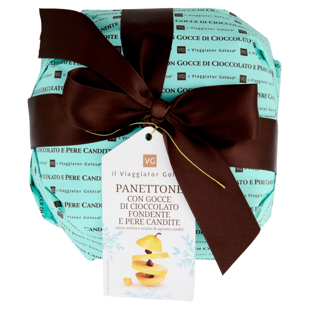 Panettone con Gocce di Cioccolato Fondente e Pere Candite Il Viaggiator Goloso