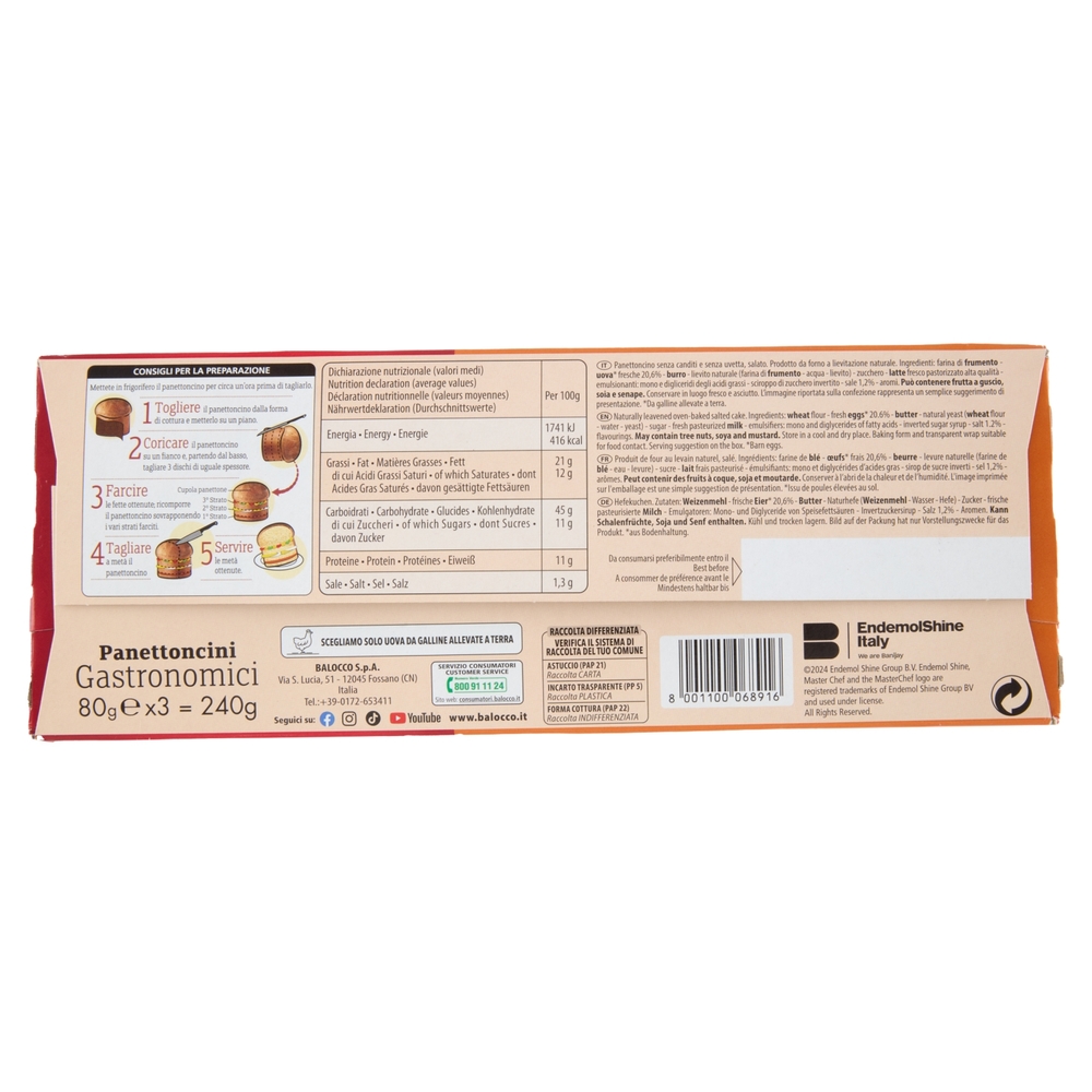 Balocco Panettoncini Gastronomici da Farcire Masterchef 3 x 80 g