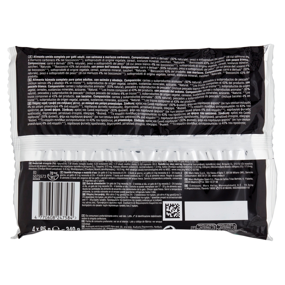 Sheba Selezione Cibo Umido Gatto in Salsa Selezione del Mare 4 x 85 g