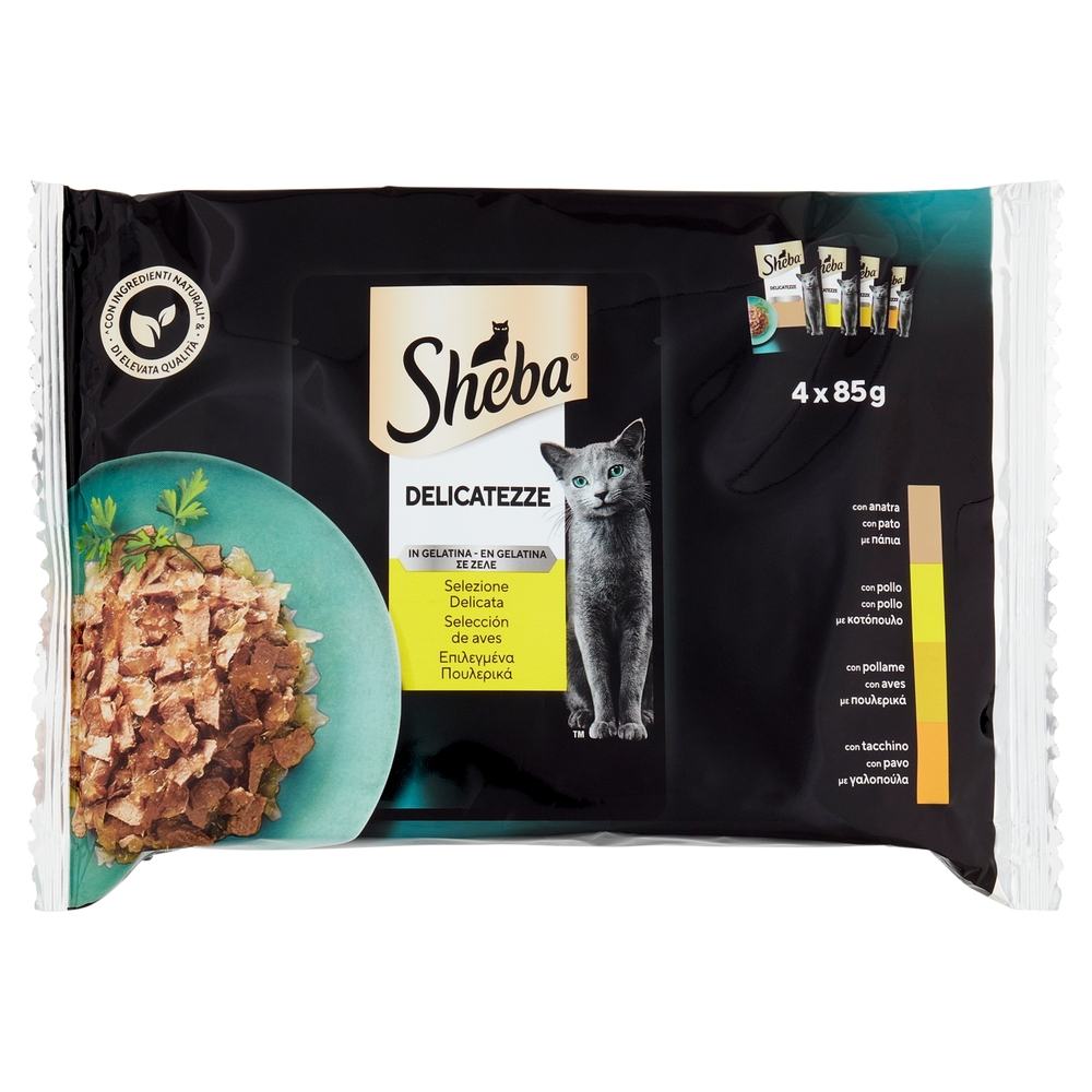 Sheba Delicatezze Cibo Umido Gatto in Gelatina Selezione Delicata 4 x 85 g