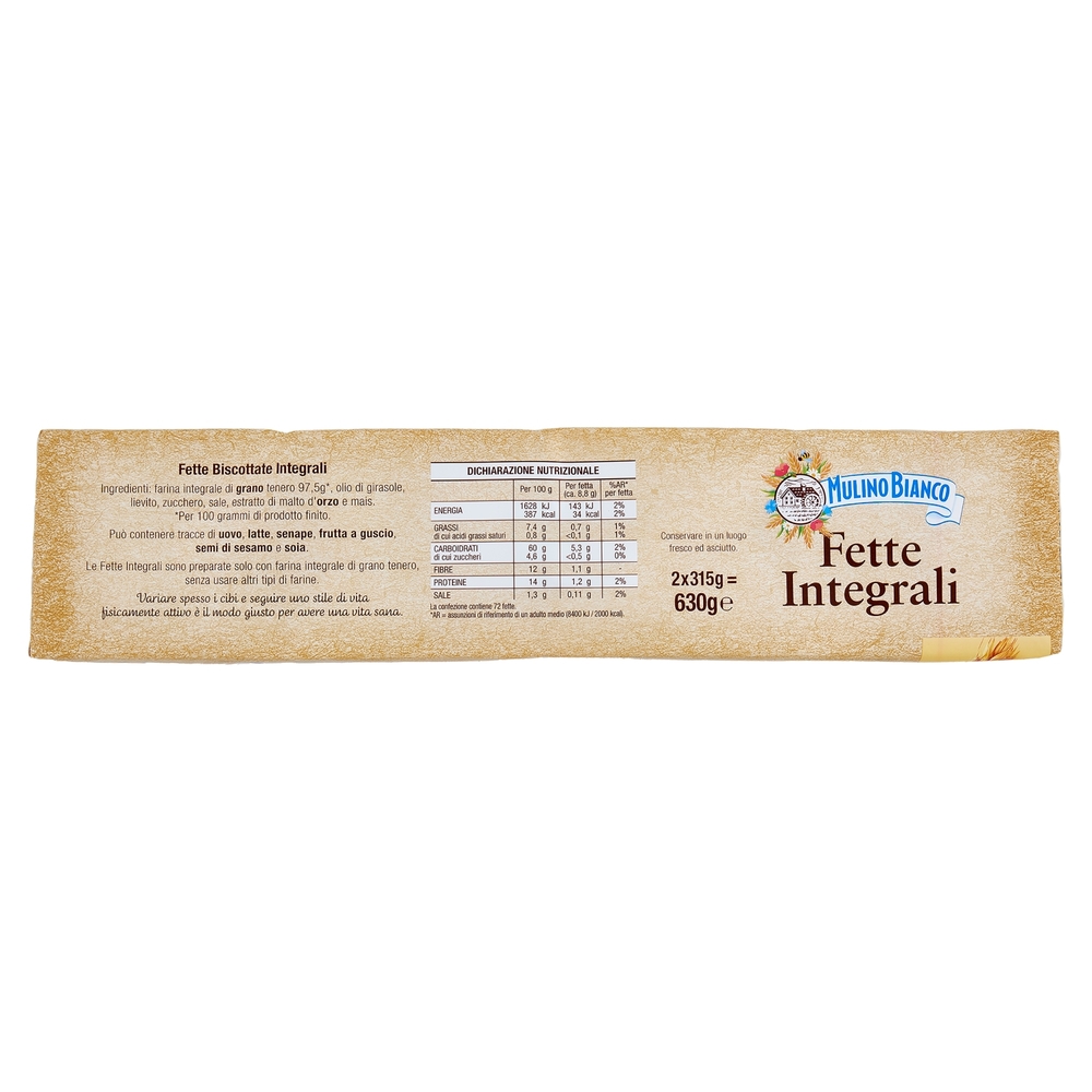 Mulino Bianco Fette Biscottate Integrali Ricche di Fibre 630g