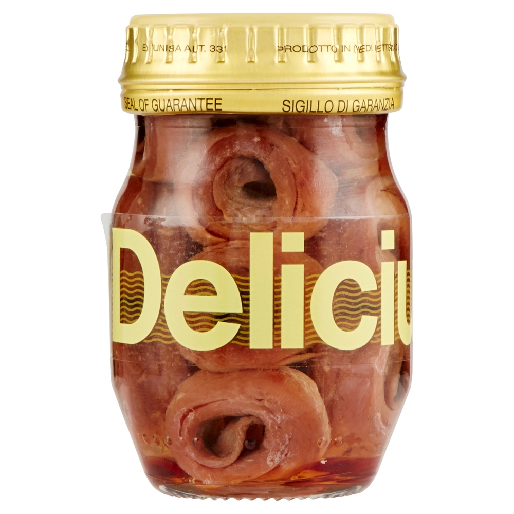 Delicius Filetti di Alici arrotolati in olio di oliva (43%) 90 g