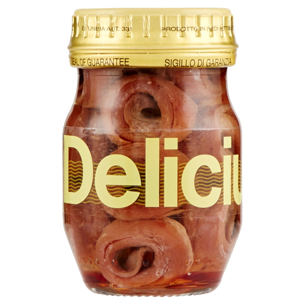 Delicius Filetti di Alici arrotolati in olio di oliva (43%) 90 g