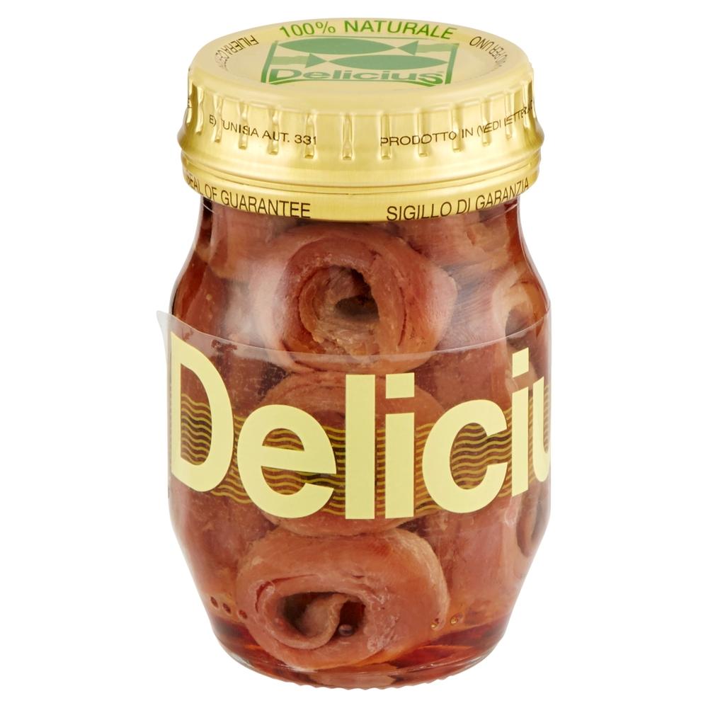 Delicius Filetti di Alici arrotolati in olio di oliva (43%) 90 g