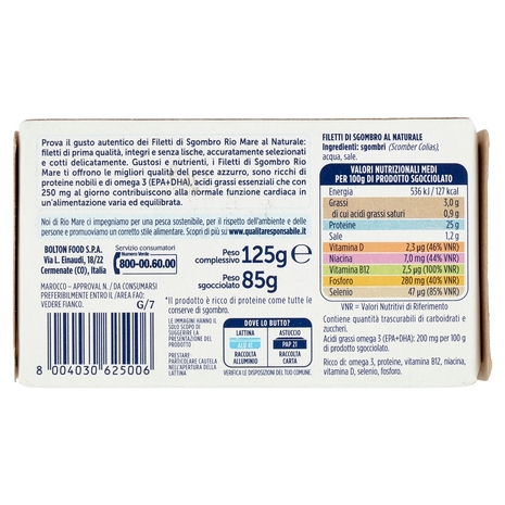 Rio mare Filetti di Sgombro al Naturale 125 g