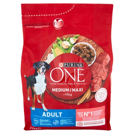 PURINA ONE Medium/Maxi Adult Ricco in Manzo con Riso 2,5 kg