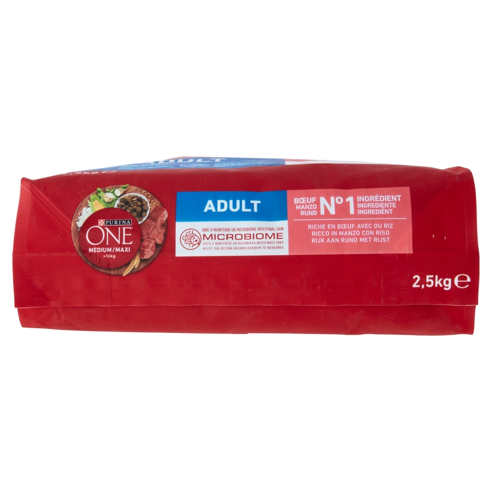 PURINA ONE Medium/Maxi Adult Ricco in Manzo con Riso 2,5 kg
