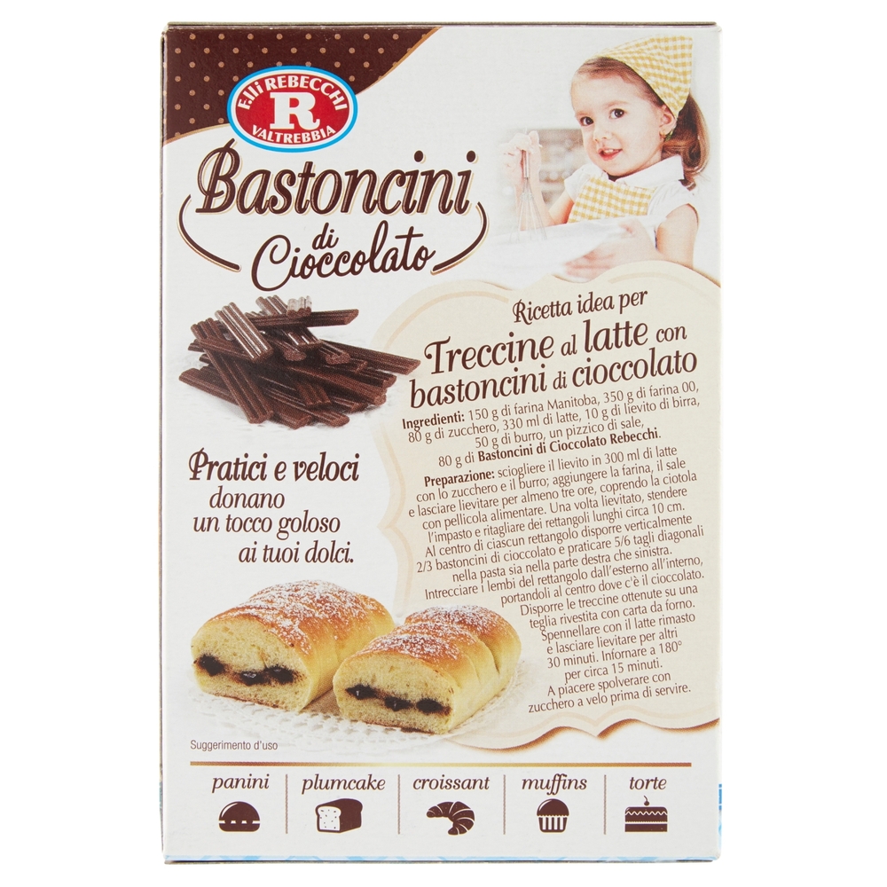 F.lli Rebecchi Valtrebbia dolci decori Bastoncini di Cioccolato 24 Bastoncini 75 g