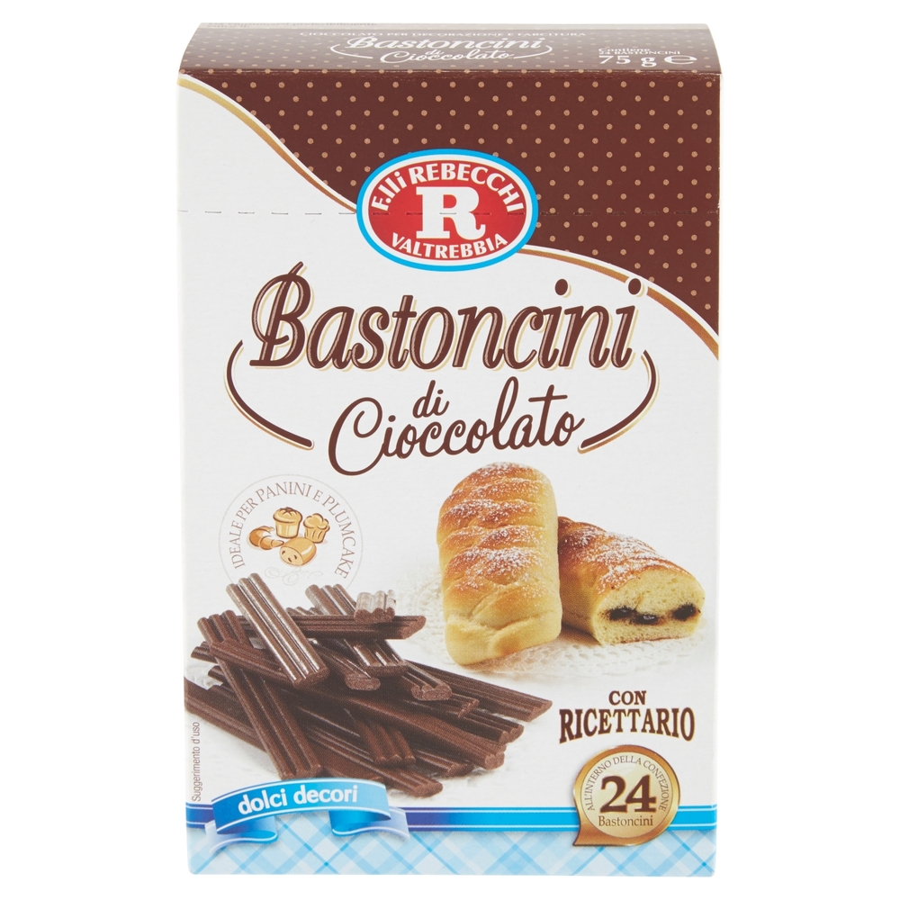 F.lli Rebecchi Valtrebbia dolci decori Bastoncini di Cioccolato 24 Bastoncini 75 g