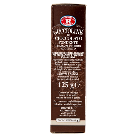 F.lli Rebecchi Valtrebbia Pasticceria Creativa Goccioline di Cioccolato Fondente 125 g