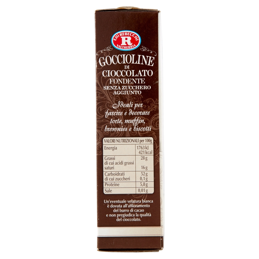 F.lli Rebecchi Valtrebbia Pasticceria Creativa Goccioline di Cioccolato Fondente 125 g