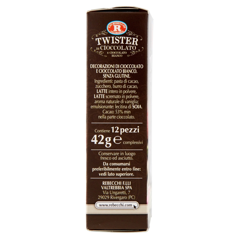 F.lli Rebecchi Valtrebbia Pasticceria Creativa Twister di Cioccolato e Cioccolato Bianco 42 g