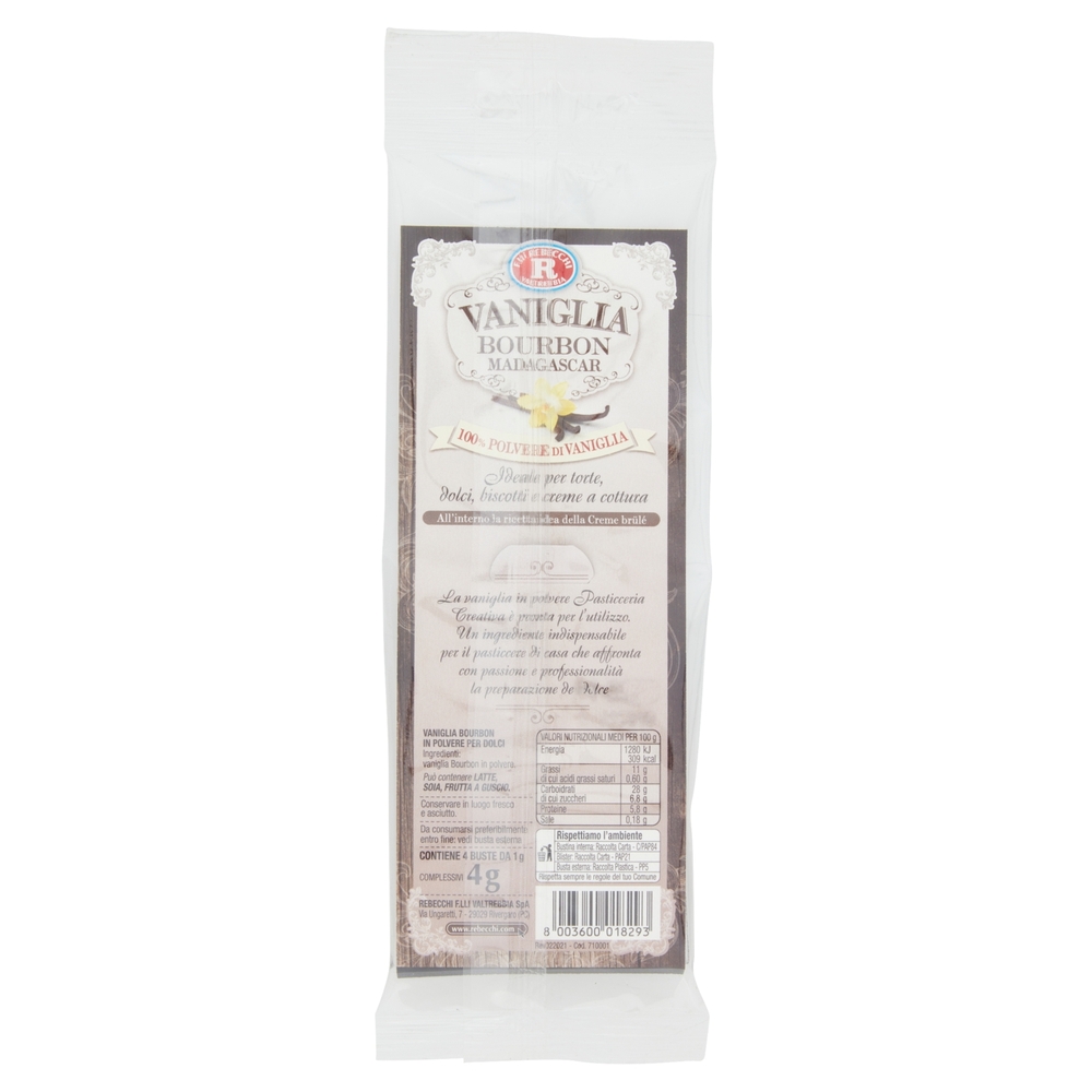 F.lli Rebecchi Valtrebbia Pasticceria Creativa Vaniglia Bourbon Madagascar 4 x 1 g