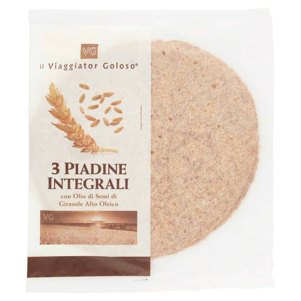 3 PIADINE INTEGRALI con Olio di Semi di Girasole Alto Oleico il Viaggiator Goloso