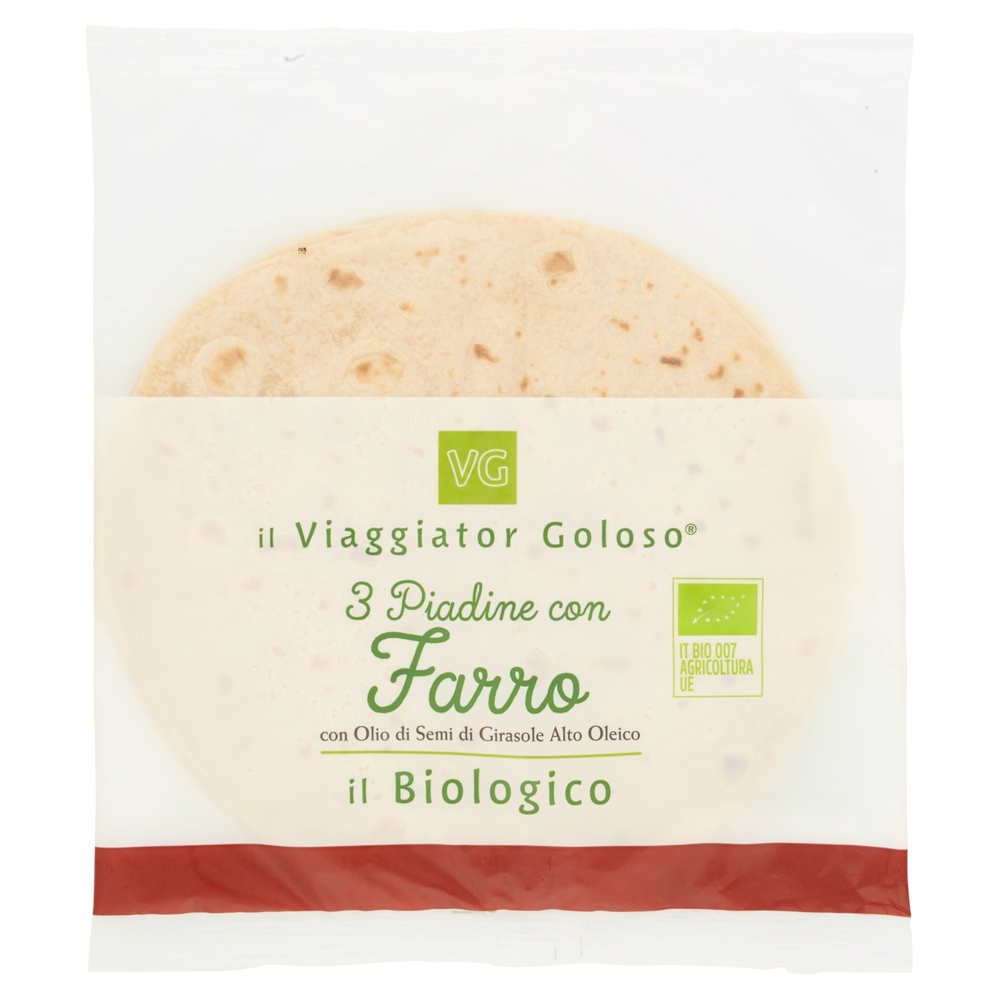 3 PIADINE CON FARRO con Olio di Semi di Girasole Alto Oleico il Viaggiator Goloso il Biologico