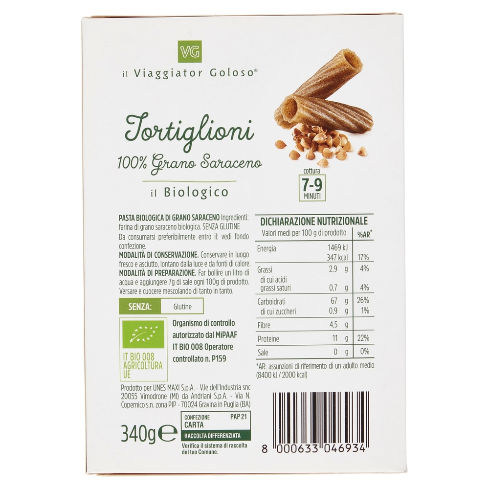Tortiglioni di Grano Saraceno BIO Il Viaggiator Goloso