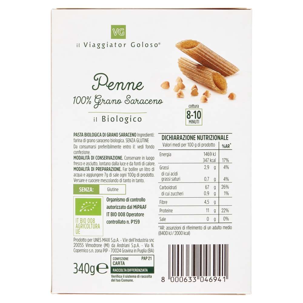 Penne di Grano Saraceno BIO Il Viaggiator Goloso