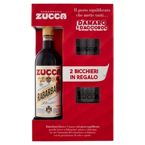 Zucca Rabarbaro 70 cl + 2 Bicchieri in Regalo