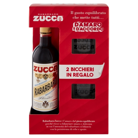 Zucca Rabarbaro 70 cl + 2 Bicchieri in Regalo
