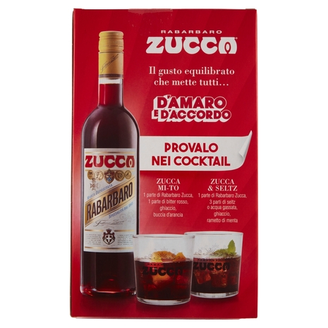 Zucca Rabarbaro 70 cl + 2 Bicchieri in Regalo