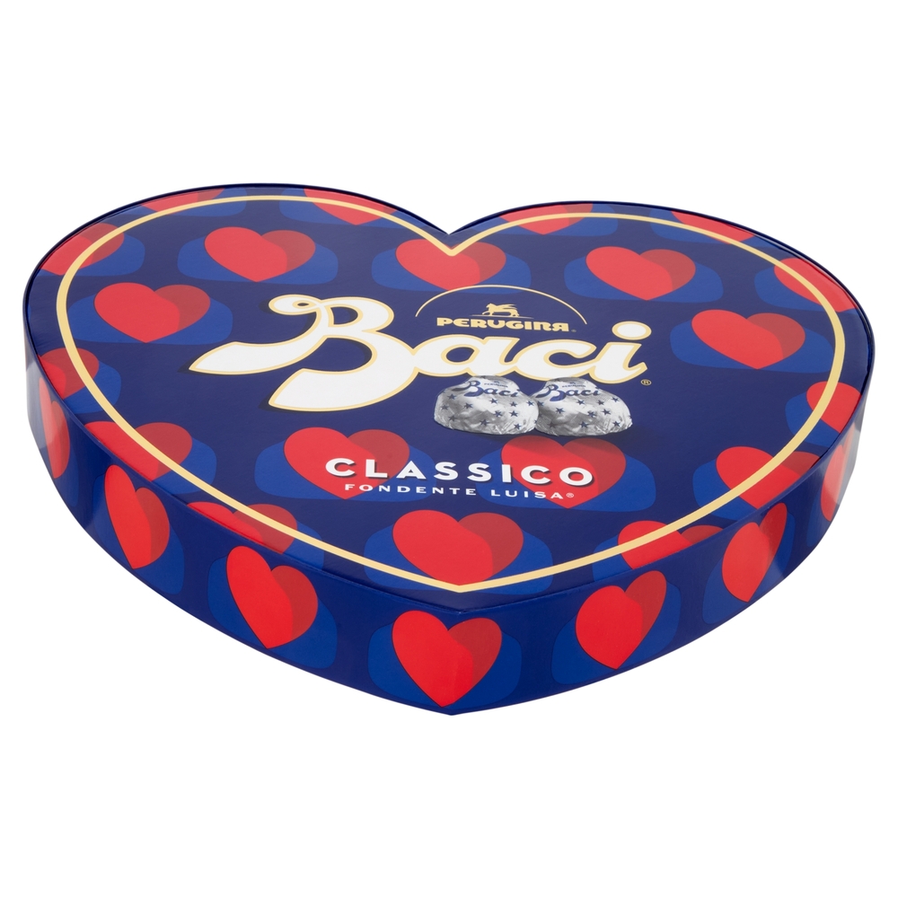 BACI PERUGINA Classico Cioccolatini Fondenti Ripieni al Gianduia e Nocciole Scatola Maxi Cuore 150 g