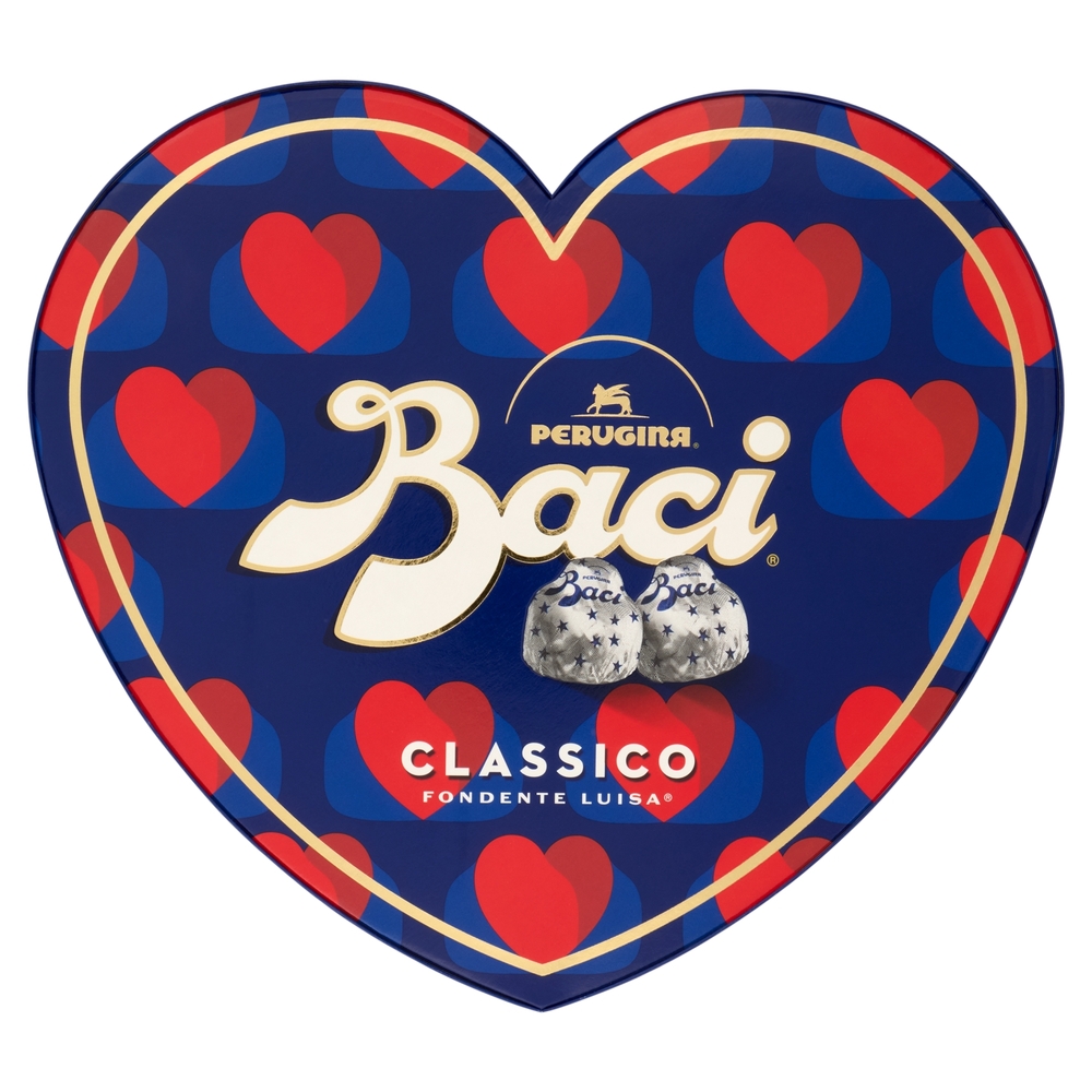 BACI PERUGINA Classico Cioccolatini Fondenti Ripieni al Gianduia e Nocciole Scatola Maxi Cuore 150 g