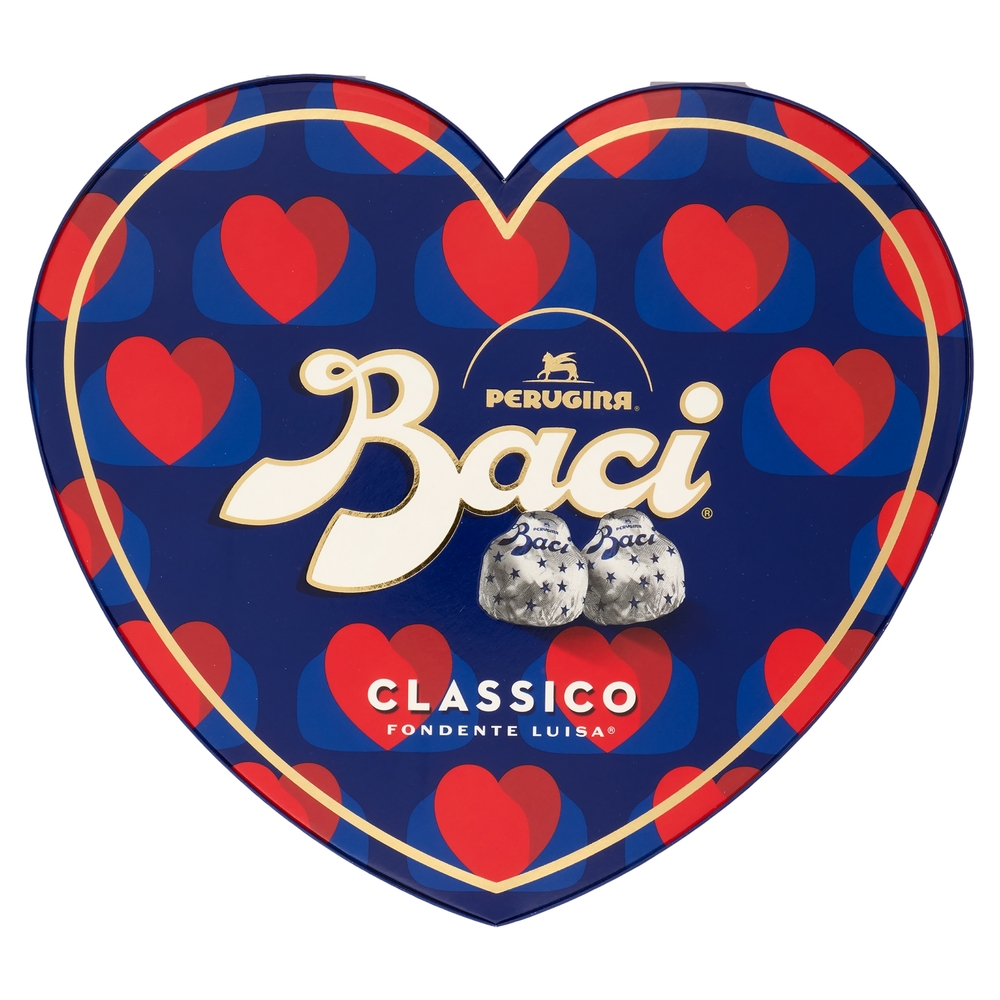 BACI PERUGINA Classico Cioccolatini Fondenti Ripieni al Gianduia e Nocciole Scatola Maxi Cuore 150 g