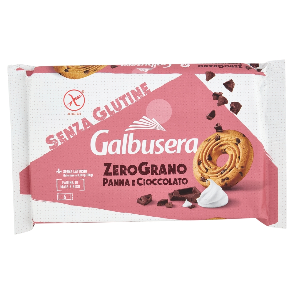 Galbusera ZeroGrano Senza Glutine con Panna e Gocce di Cioccolato 6 x 36,7 g