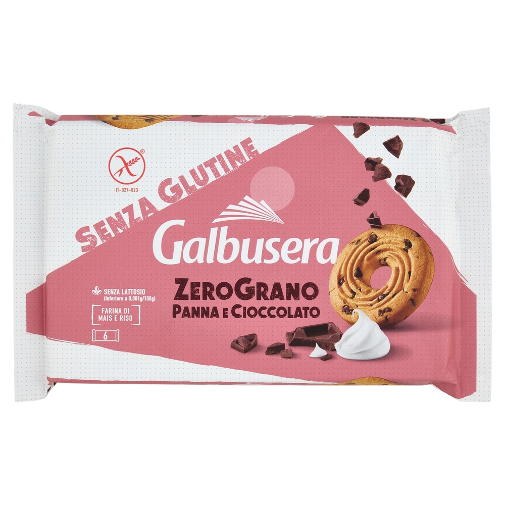 Galbusera ZeroGrano Senza Glutine con Panna e Gocce di Cioccolato 6 x 36,7 g