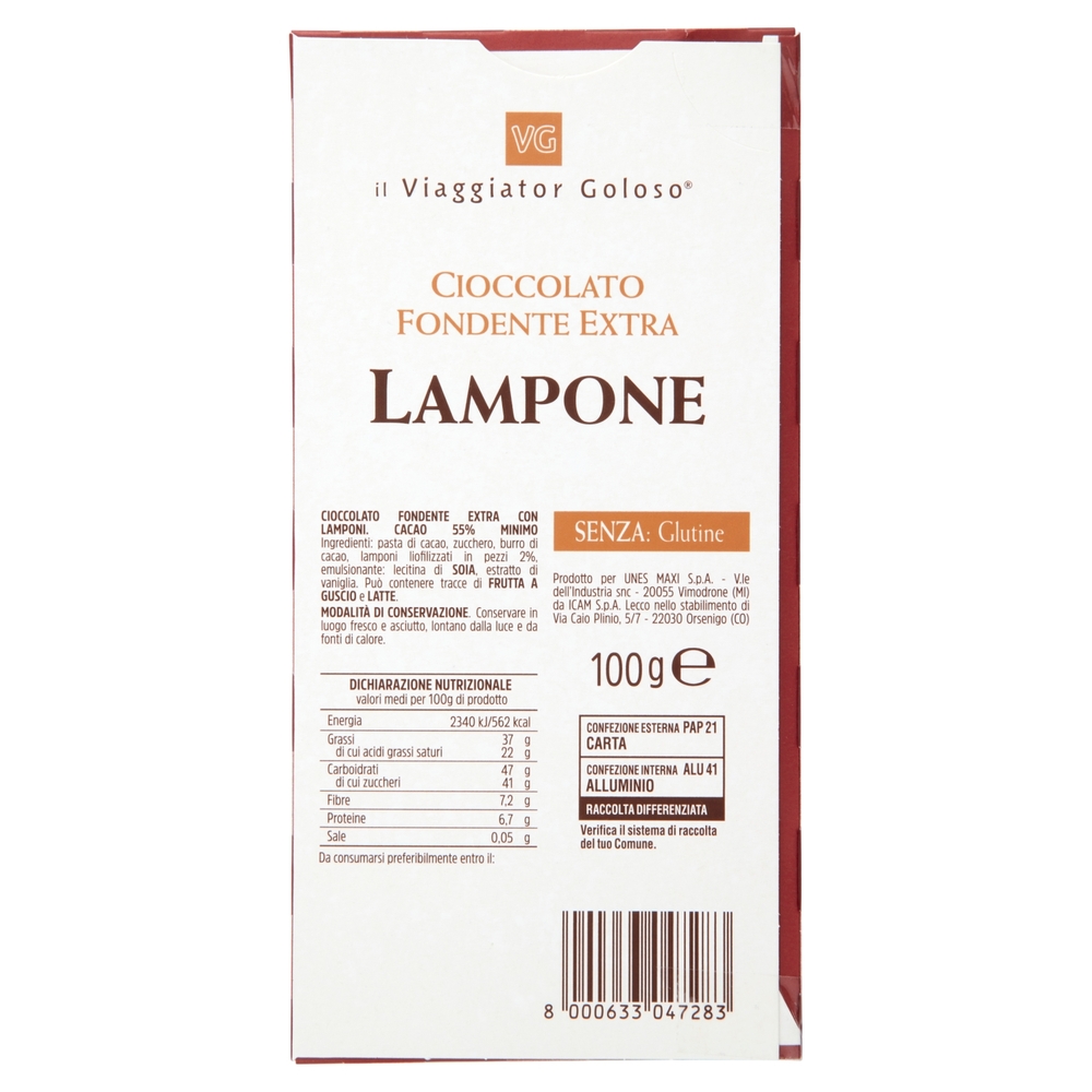 Cioccolato Fondente Extra Lampone Il Viaggiator Goloso