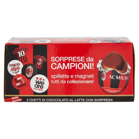 3 Ovetti di Cioccolato al Latte con Sorpresa Milan 3 x 20 g