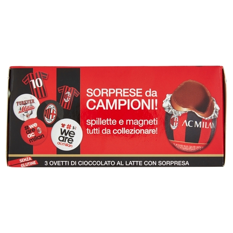 3 Ovetti di Cioccolato al Latte con Sorpresa Milan 3 x 20 g