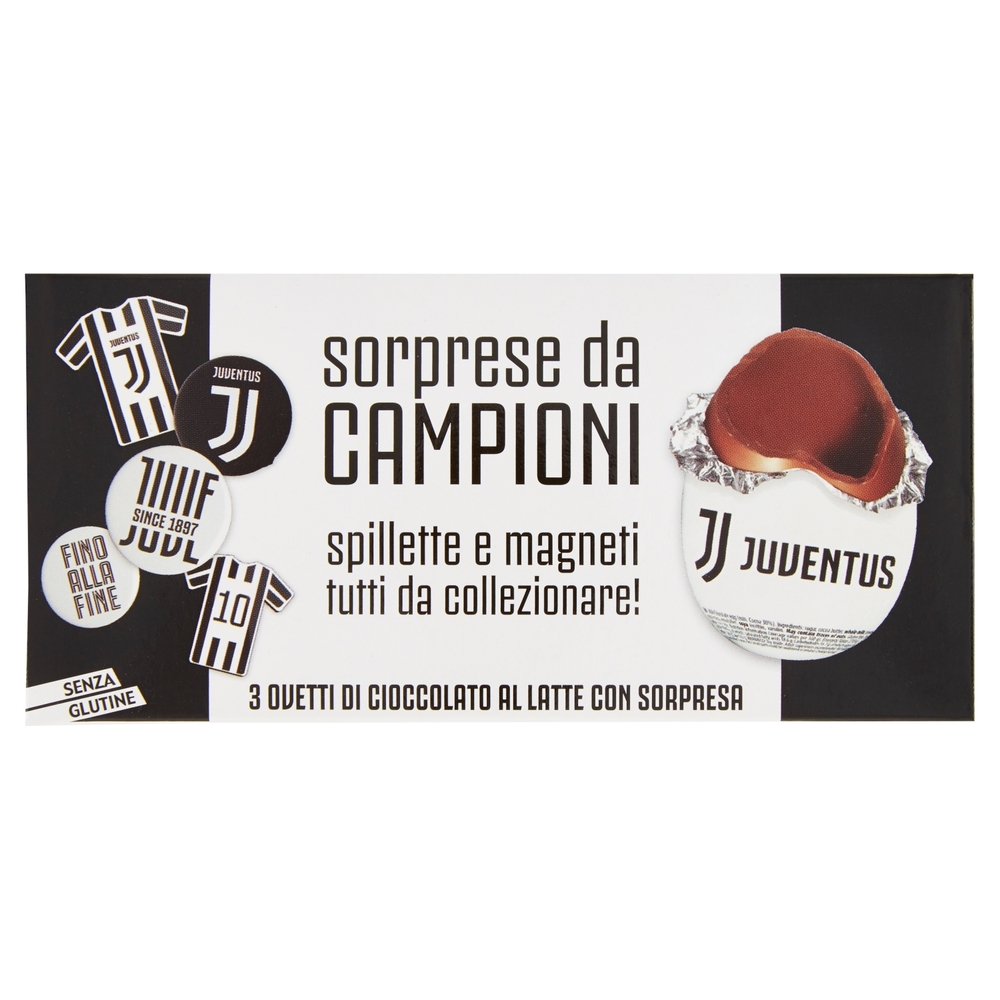 3 Ovetti di Cioccolato al Latte con Sorpresa Juventus 3 x 20 g