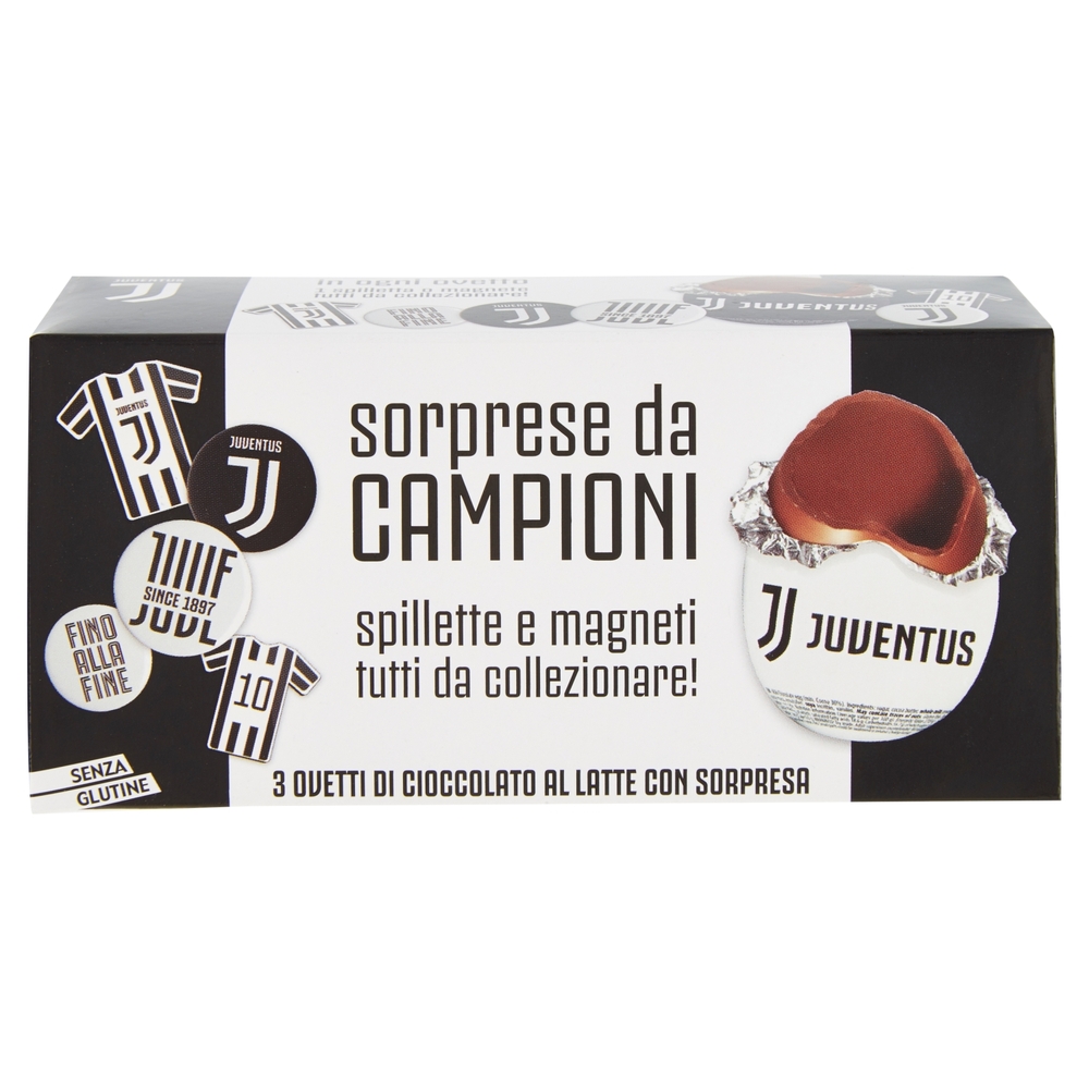 3 Ovetti di Cioccolato al Latte con Sorpresa Juventus 3 x 20 g