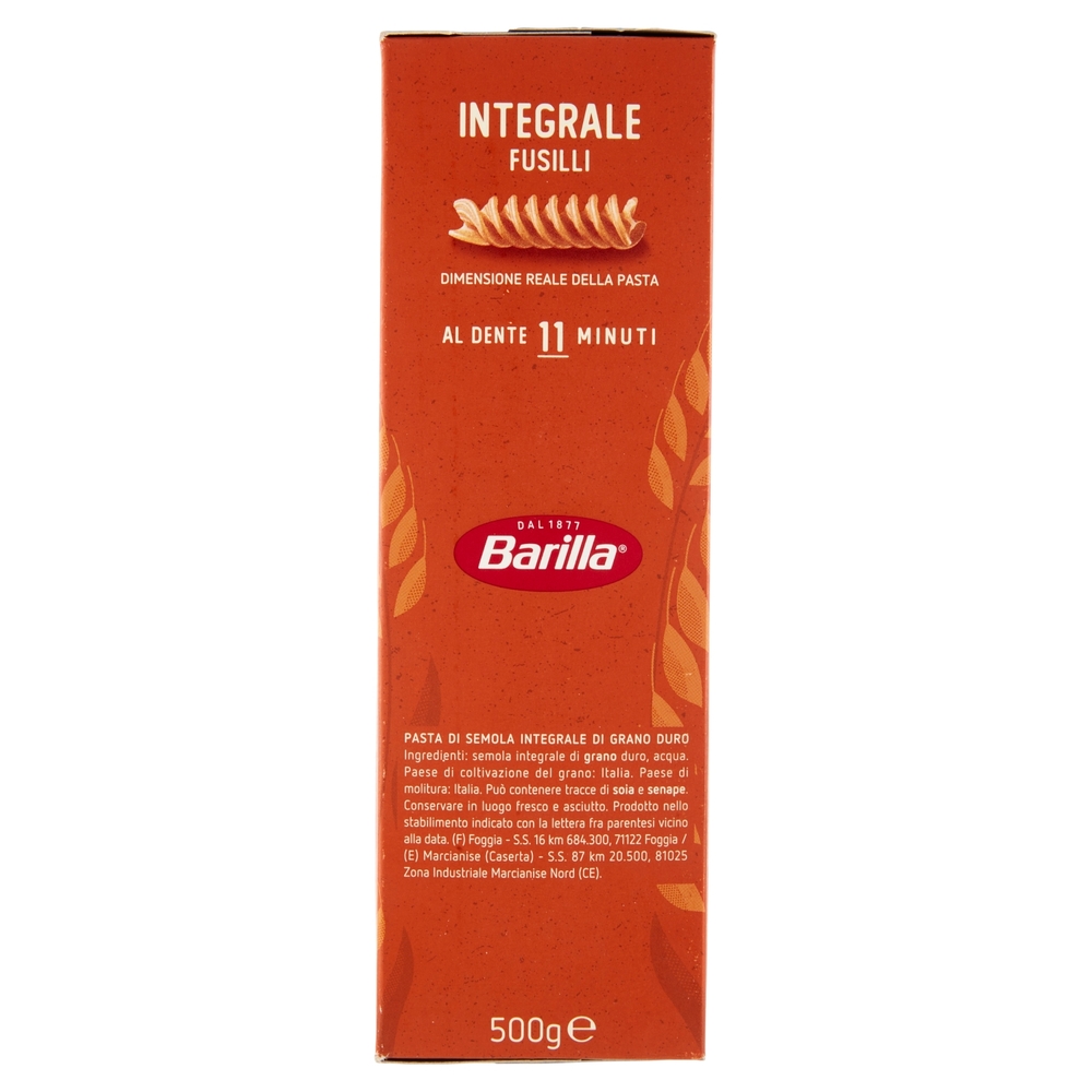 Barilla Pasta Integrale Fusilli 100% grano italiano 500 g