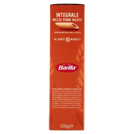 Barilla Pasta Integrale Mezze Penne Rigate 100% grano italiano 500 g