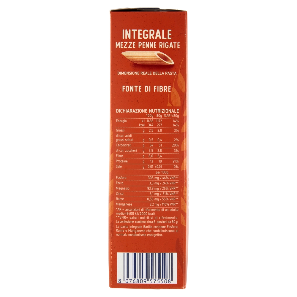 Barilla Pasta Integrale Mezze Penne Rigate 100% grano italiano 500 g